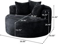 Sofá Chesterfield Moderno Extra Grande con Tres Cojines, 50 Pulgadas, Asiento Profundo de Pana, Cama Individual, Duradero, para Hospital o Escuela, de Algodón