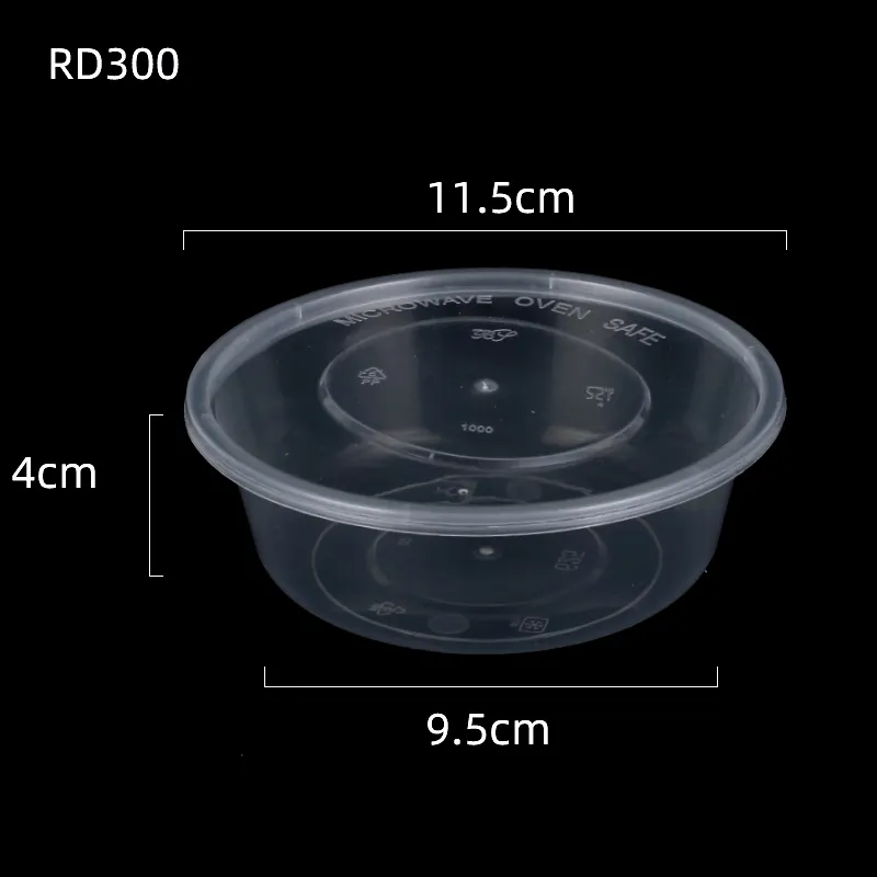 Round Bowl 300ML 450ml 500ml 750ml1000ml Microwave Safe Disposable Plastic Food Containers