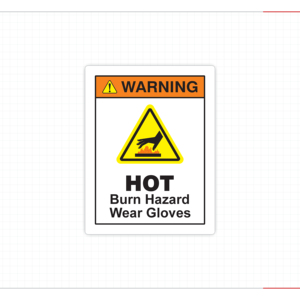 ป้ายเตือนอันตรายจากพื้นผิวที่ร้อน ป้ายเตือนอันตรายจากการถูกไหม้ ใช้ถุงมือ ประกาศความปลอดภัยทางอุตสาหกรรม - Product Image 1