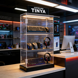 TINYA Espositore Moderno da Tavolo <span class=keywords><strong>in</strong></span> PMMA <span class=keywords><strong>per</strong></span> Accessori Cellulari, Cavi di Ricarica, Adattatori, Espositore con LOGO, Supporto <span class=keywords><strong>in</strong></span> Acrilico <span class=keywords><strong>per</strong></span> Negozi di Elettronica - Product Image 3