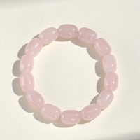 Bracelet de prière à anneau unique en cristal rose naturel Starlight, perle ronde en forme de baril