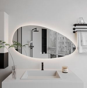 <span class=keywords><strong>Miroir</strong></span> mural intelligent d'hôtel moderne <span class=keywords><strong>Miroir</strong></span> de salle de bain ovale illuminé par lumière LED avec fonctions réglables pour le maquillage et le salon - Product Image 4