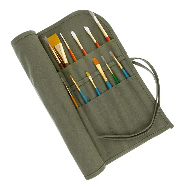 Custom Canvas Art Paint Brush Holder & Storage Organizer Roll Up Case Bag Pens Tool Large Storage Bag Brushes Artist Pencil case