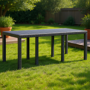 Anthracite Outdoor Poly Rattan Garden <b>Table</b> 78.74 X 39.37 X 28.74 Durable Contemporary Design - Product Image 3