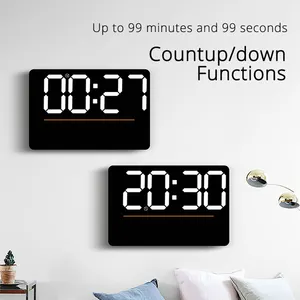 Jam dinding layar besar, jam dinding listrik, kalender hari, suhu jam dinding Digital dengan Remote Control, Timer hitung mundur, Jam Alarm