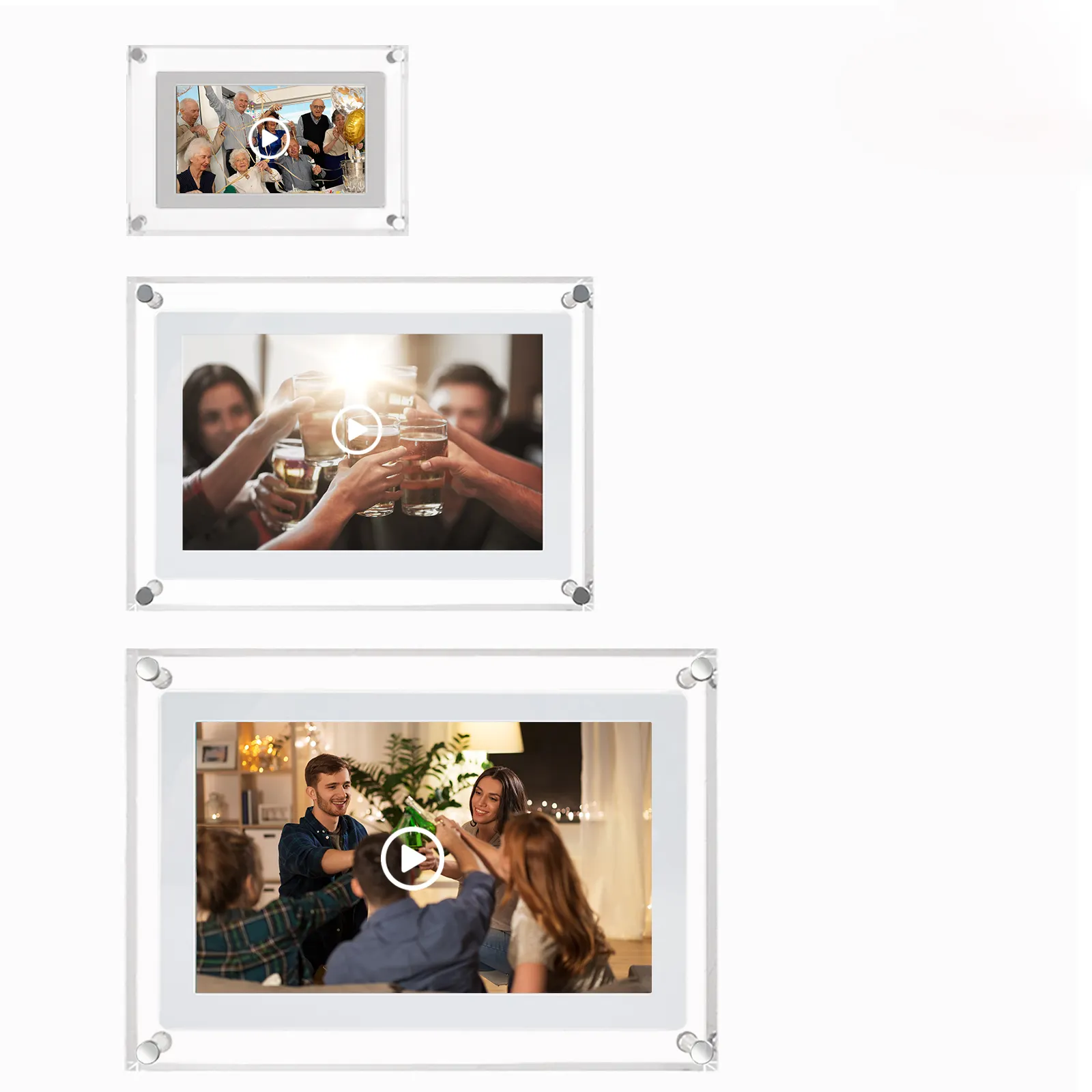 2024 नया मोशन वीडियो फ्रेम 5 7 10.1 इंच ऐक्रेलिक डिजिटल फोटो फ्रेम फोटो वीडियो प्लेयर