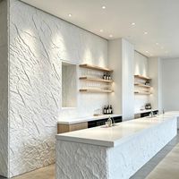 Panneau mural en pierre souple ardoise Han-White ignifuge pour surface de comptoir de bar et mur de réception de bar