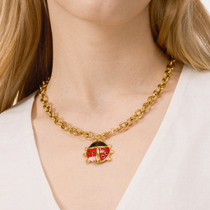 Conjunto de pendientes y collar de mariquita de acero inoxidable para mujer, regalo, joyería de moda - Product Image 2