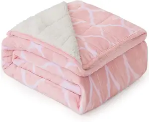 Gewichtete Decke 15 lbs, Sherpa Fleece & Flanell Schwere Decke für Erwachsene, weiche warme Bettdecke mit marok kanis chem Muster design