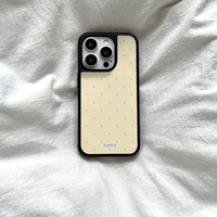 Coques de téléphone portable 2-en-1 en coque givrée noire porte-bonheur à motif vague coréenne avec grande ouverture pour iPhone 16 15 17 18 Pro Max