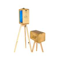 Photomaton en bois avec miroir LED, écran publicitaire et double objectif d'enregistrement, style Vogue