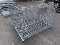 Palette en treillis métallique robuste en acier galvanisé, capacité de 500 à 2000 kg, conteneur en treillis métallique portable et pliable pour entrepôt, empilable