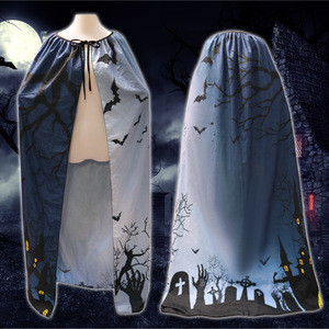 Nouvelle cape/écharpe d'Halloween pour cosplay, cape de Déesse de la Mort/maître des sortilèges avec impression numérique, écharpe effrayante. - Product Image 3