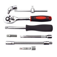 Ensemble d'outils à cliquet de haute qualité 46 pièces, jeu d'outils de réparation à entraînement 1/4 pouce, jeu de douilles en promotion, en stock