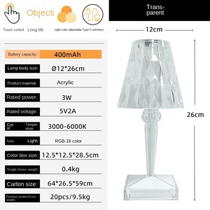 Lámpara de mesa LED recargable con control táctil, <span class=keywords><strong>cristal</strong></span> rosa - Product Image 5