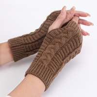 Gants demi-doigts en acrylique de Style pour femmes Chauffe-poignets tricotés côtelés pour l'automne hiver chaud froid chaussette Design de mode