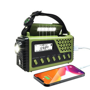 Radio portátil multifuncional con manivela solar, AM FM SW, con pantalla digital, linterna, altavoz incorporado y brújula para exteriores. - Product Image 4