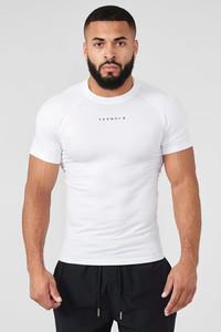 YOUNGAL T-shirt Sportiva da <span class=keywords><strong>Uomo</strong></span> a Maniche Corte, Aderente, Altamente Elastica, con Motivo a Lettere, in Tessuto Milk Silk - Product Image 6
