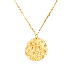 Collar con colgante de doce constelaciones para mujer, cadena de cuentas redondas irregulares de aleación de zinc, regalo de joyería, diseño sencillo a la moda - Product Image 5