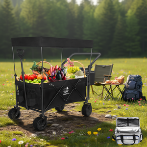 Carrello pieghevole NapFox da 140 litri per tutti i terreni con tettuccio rimovibile per spiaggia, campeggio e shopping - Product Image 2