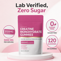 Gummies de Créatine Monohydrate en Gros pour Adultes 5000mg Micronisée Sans Sucre Fraise pour la Croissance Musculaire, l'Endurance et le Sport