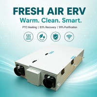 Sistema de Ventilación Comercial ERV 200 M3/h con Calefacción Eléctrica PTC, Control Centralizado RS485, 128 Unidades, Tuya IoT, Diseño Moderno para Hoteles
