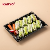 Boîte à sushi de qualité alimentaire KARYO 1111, boîte d'emballage alimentaire rectangulaire en PS avec couvercle transparent, boîte à sushi jetable