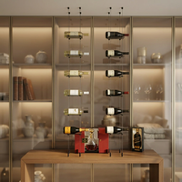 Porte-bouteilles de vin flottant, présentoir, rangement, décoratif, supports à vin en câble avec verre transparent, support à vin mural