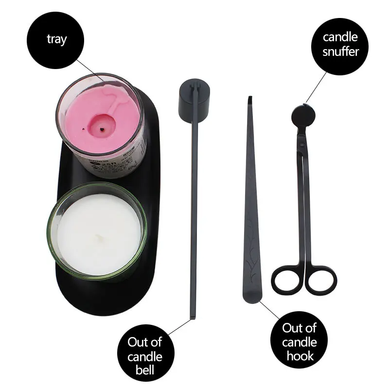 Atacado Vela Tesoura Preto Vela Wick Care Kit Set Acessórios Vela Wick Trimmer Set