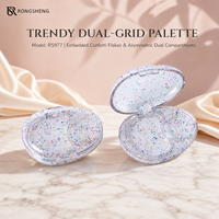 Boîte de maquillage vide personnalisée en plastique transparent à double compartiment pour blush, emballage cosmétique, conteneur de poudre, OEM ODM