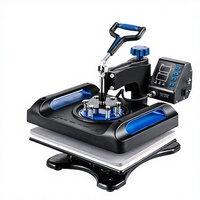 Máquina de Prensa de Calor Manual Nueva 12x15, Doble Digital, para Sublimación de Camisetas, Gorras, Platos y Vinilo Azul
