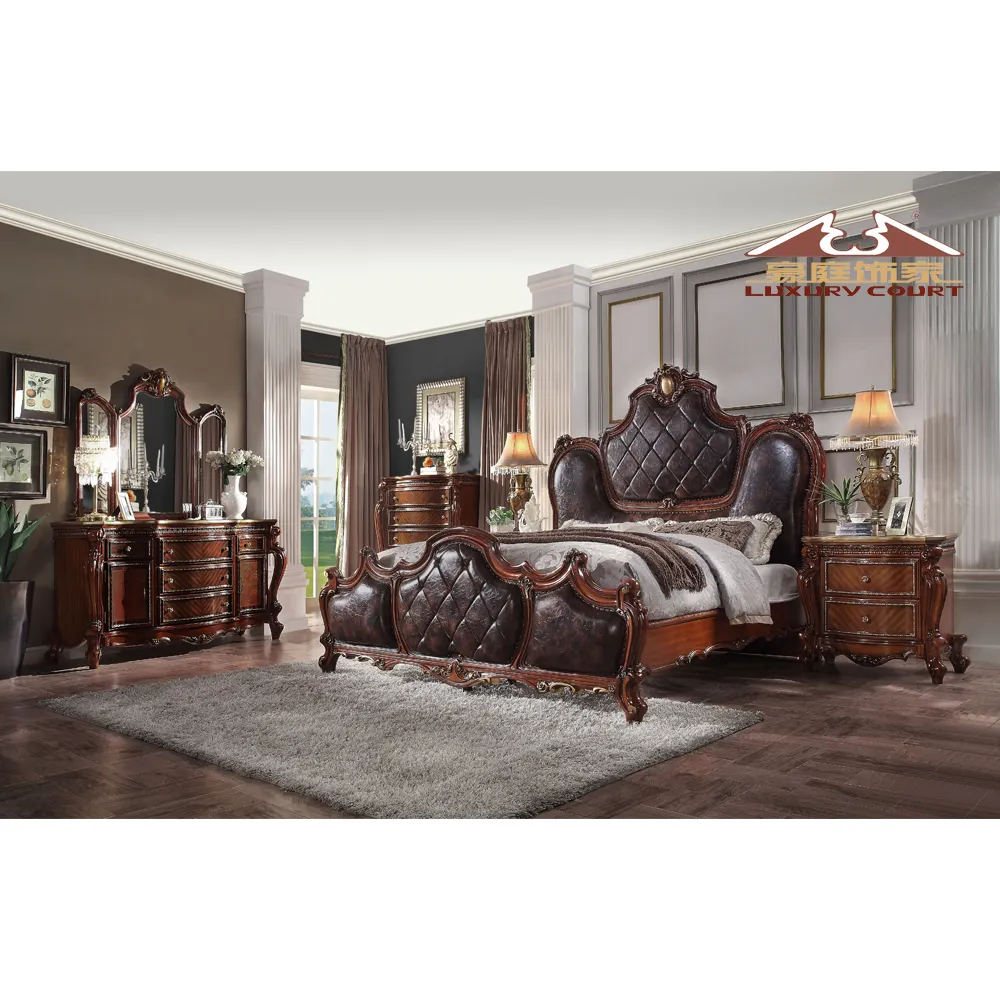 Longhao classic Luxury Double Queen King Size Bed Frame camera da letto moderna set mobili letto in legno