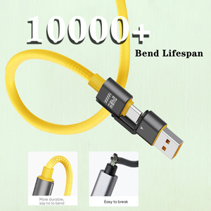 240W LED-Lit 4-in-1 điện thoại di động & máy tính sạc Cáp USB Type-C kết nối làm bằng vật liệu Silicone mềm cho sạc nhanh - Product Image 3