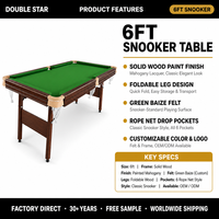 Table de billard pliante en bois massif de 6 pieds, taille personnalisée, logo, style, couleur du tissu, durable, pour club, vente en gros
