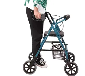 Health Care Walking Aids Four Wheels Folding Walker Rollator with Seat for Elderly