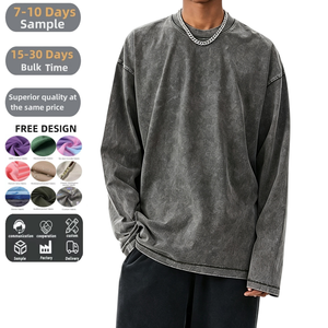 Unisex Streetwear Blank Oversized Sweatshirt Men Custom Logo Heavyweight Mineral Wash <b>Vintage</b> Crewneck Long Sleeve <b>Tees</b> TKAN9158 - Product Image 1