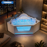 Baignoire de massage à remous autoportante en acrylique blanc de luxe certifiée CE, triangulaire, garantie 5 ans, portable, pour hôtel
