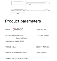 Adaptor Hub stasiun Dok HB17 & HB18, stasiun Dok Multiport USB 3.0 adaptor penjualan laris stasiun Dok Laptop dapat disesuaikan