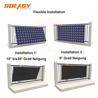 Système de montage de panneaux solaires en aluminium et acier inoxydable à angle réglable de 15 à 45 degrés pour balcon avec capacité de résistance au vent de 60 m/s