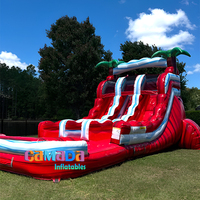 Toboggan aquatique gonflable double piste en marbre rouge, taille personnalisable, qualité commerciale, pour piscine