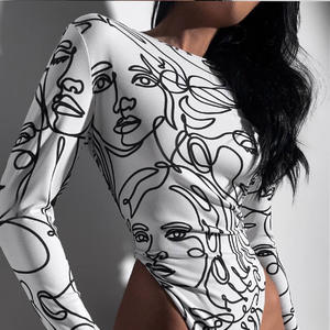 2025 2026 Women's Summer <b>Bodysuit</b> Printed Thin One Piece Top New Fashion <b>Bodysuit</b> Jumpsuit Romper <b>For</b> <b>Ladies</b> Girls - Product Image 5