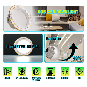 3CCT 5W 7W Dimmable LED Spotlight Teto Spot Luzes de alumínio embutido DOB SMD LED Downlights - Product Image 5