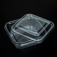 Boîte blister carrée transparente en PET de qualité alimentaire, jetable, pour emballage de gâteaux, pâtisseries, desserts coupés et snacks à emporter (vente en gros)
