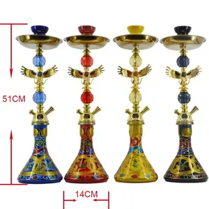 Arab Eagle Shape Glass Metal Ceramic Hookah Set Narguile Completo 4 Hoses Bar Shisha Set Water Pipe Cachimba Nargile Sheesha
