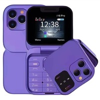 Téléphone portable compact I16 Pro Mini Flip 2G GSM double SIM avec numérotation rapide, radio FM, voix magique, MP3 sans fil, téléphone portable multifonction