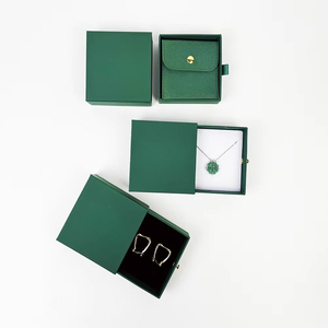 Custom Dark Green Cardboard Paper Sliding Drawer <b>Earring</b> Bracelet Ring Necklace Packaging Jewelry Drawer <b>Box</b> and Bag - Product Image 5