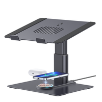 Nouvel arrivage 15W Chargeur sans fil Support d'ascenseur pour ordinateur portable avec support d'ordinateur réglable en hauteur pliable de type C