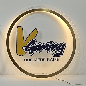 Custom Business Sign Round Acrylic Salon Wall Decor Signage <b>LED</b> Acrylic Business Logo Sign Board - Product Image 5