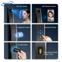 Serrure de porte intelligente entièrement automatique avec reconnaissance faciale 3D Tuya, empreinte digitale biométrique, application WiFi, télécommande pour porte en aluminium ou en bois