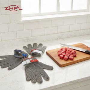 Longteng LT-SS Three Fingers Stainless Steel Safety Gloves for Butchers EN388 Cut 5 ANSI/ISEA Level 9 Abrasion-Resistant - Product Image 1